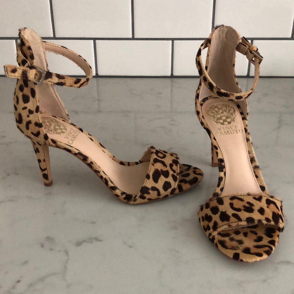 Vince Camuto leopard on calf-hair heels